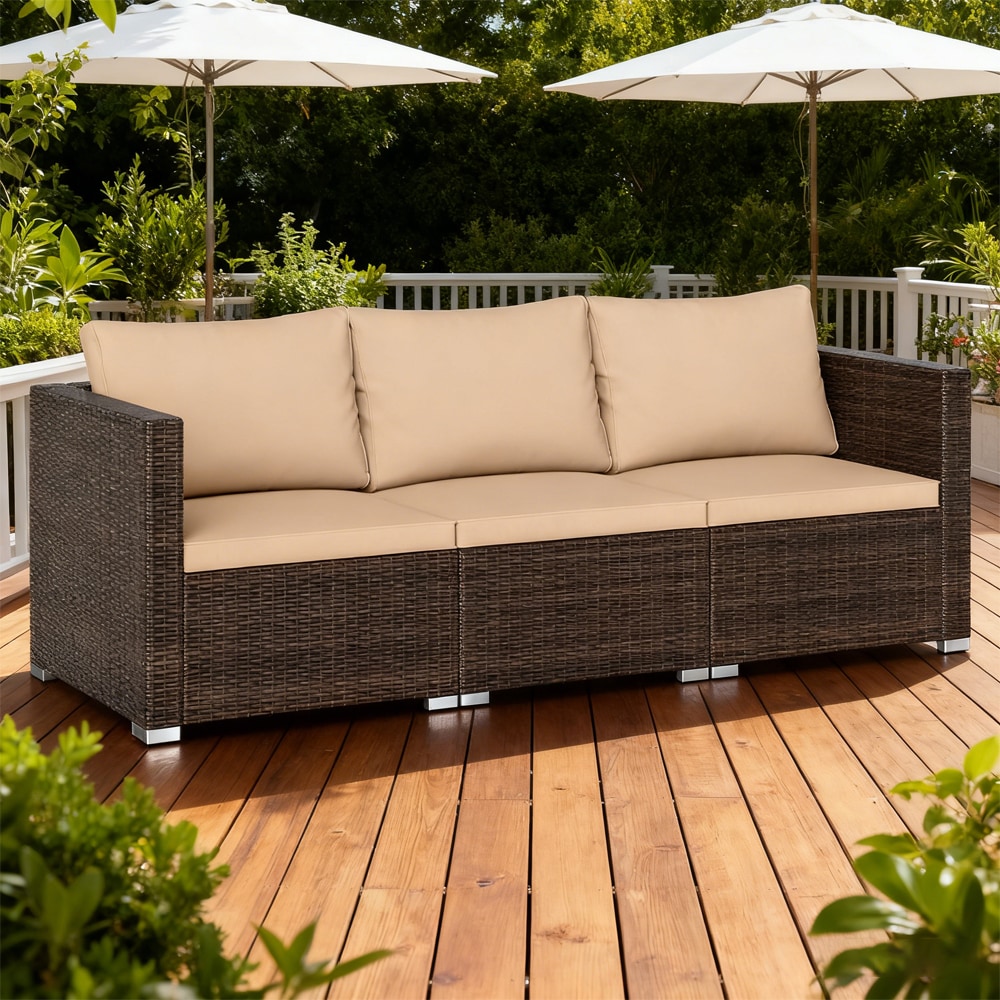 3 Piece Patio Sectional Sofa Set With Cushions For Garden_voghion.com